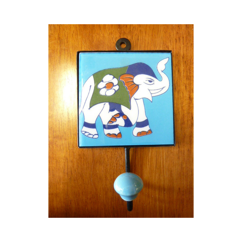 patère 10x10x17 cm Eléphant bleu droite