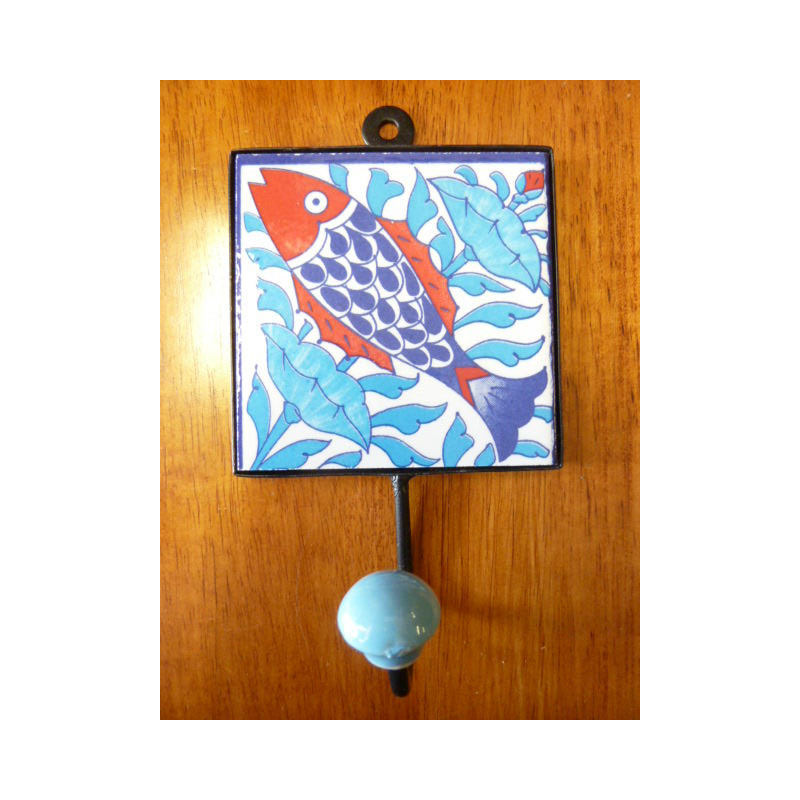 patère 10x10x17 cm poisson blau et rot