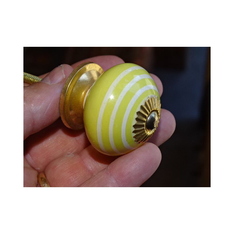 Boutons trait blanc/jaune vif - doré