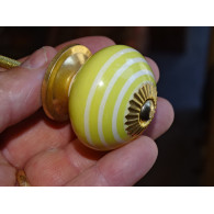 Boutons trait blanc/jaune vif - doré