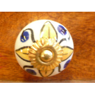 Boutons en porcelaine 4 pétales jaunes