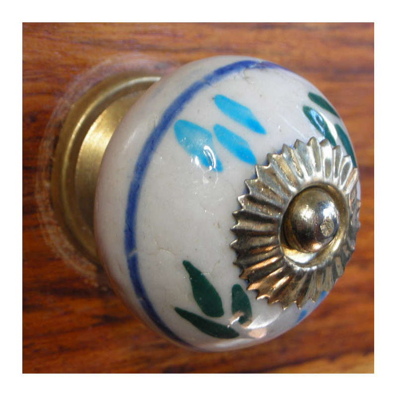 Boutons en porcelaine trait bleu