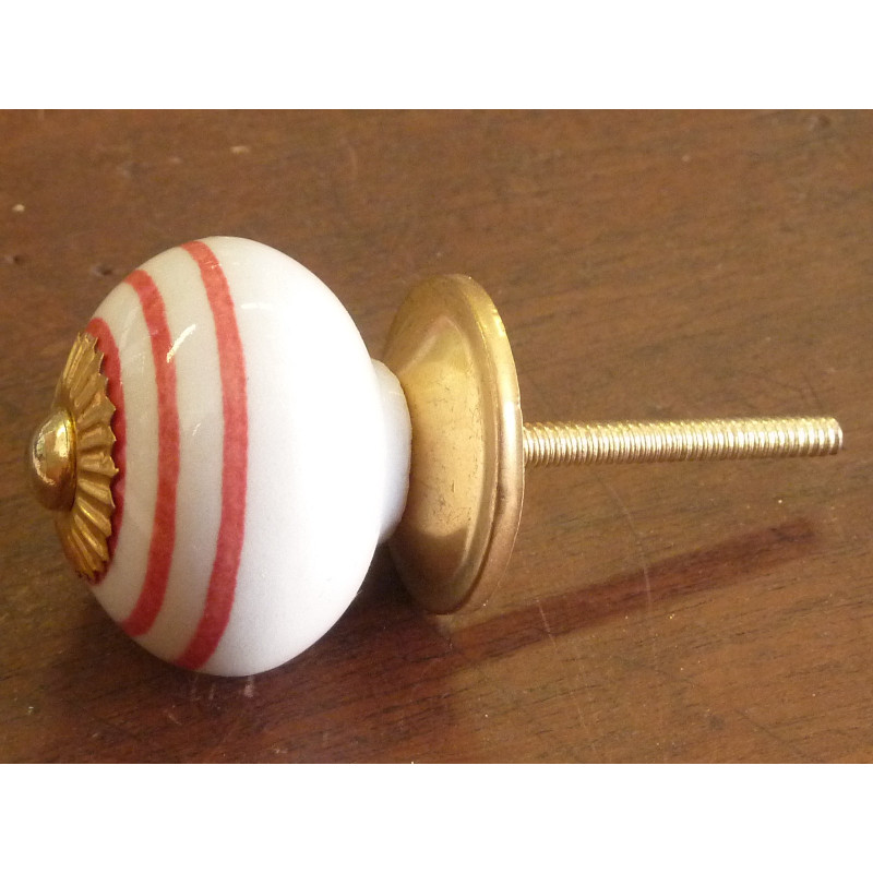 Porcelain knobs white line red