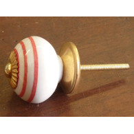 Porcelain knobs white line red