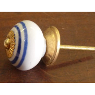 Boutons en porcelaine blanc trait outremer