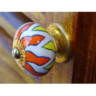 Boutons en porcelaine soleil orange