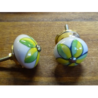 Maneggiare verde porcellana e fiore giallo