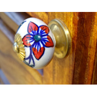Porcelain knobs flower red