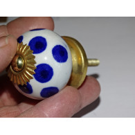 Poignée de meuble à pois bleus outremer