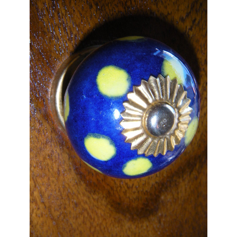 Perillas de los cajones de porcelana azul gros poix jaune