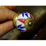 Handle porcelain flower 4 red petals