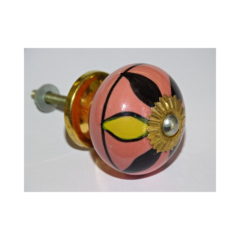 Handle pink furniture with yellow and black petals