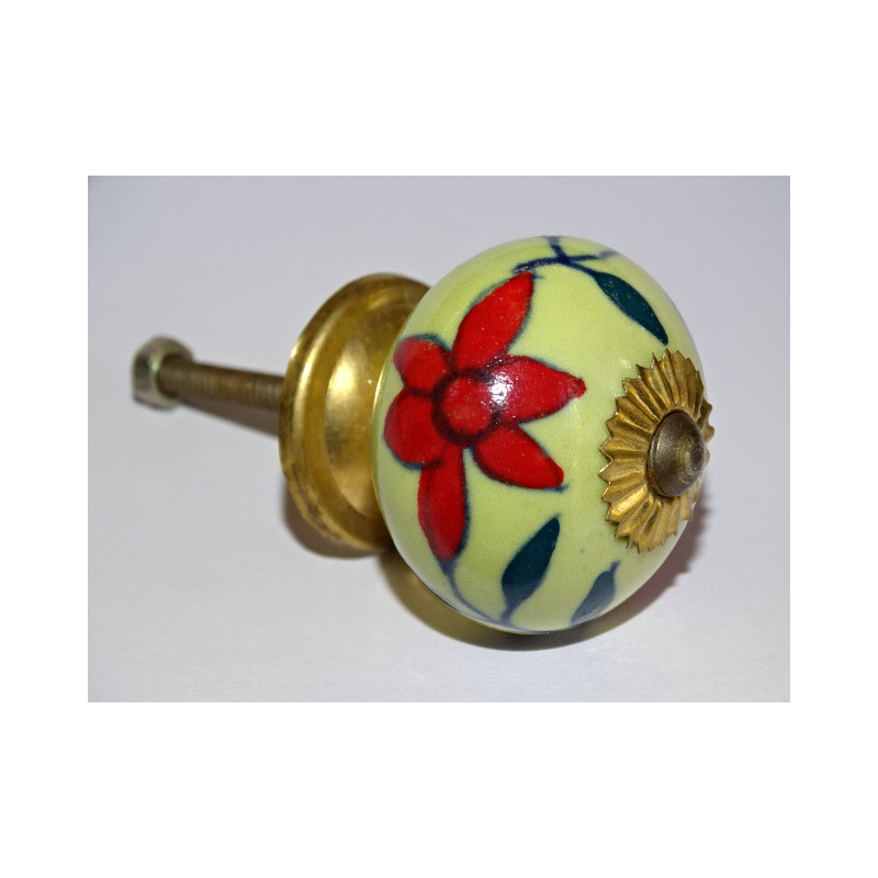Handle yellow color furniture with red flowers