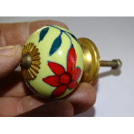 Handle yellow color furniture with red flowers