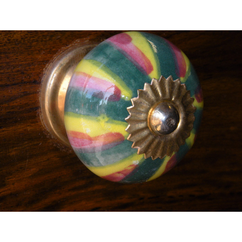Porcelain knobs green/purple/yellow