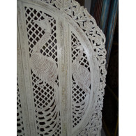 Paravent rond Paons blanc poncé