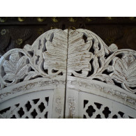 Paravent rond Paons blanc poncé