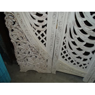 Paravent rond Paons blanc poncé