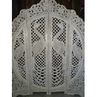 Paravent rond Paons blanc poncé
