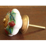Boutons citrouille fleurs rouge turquoise