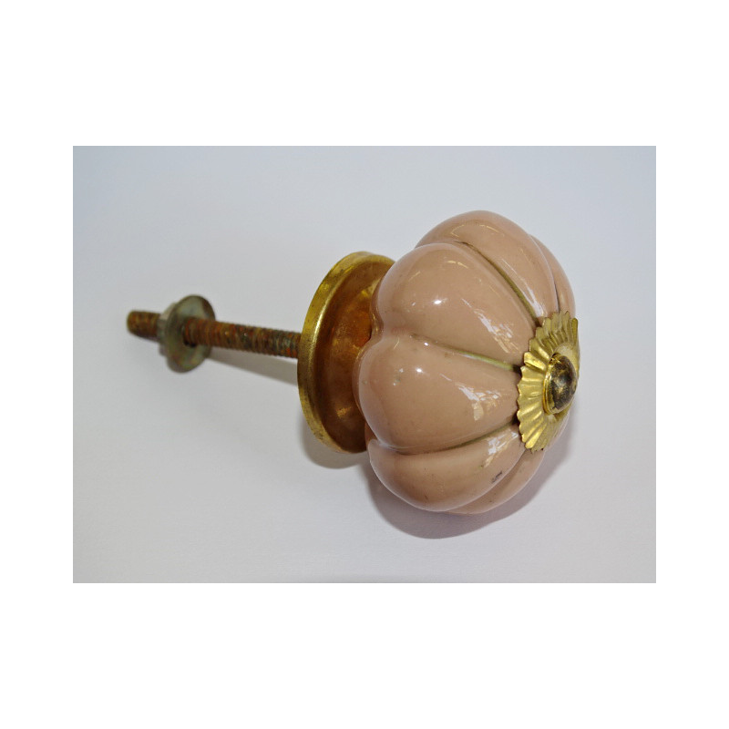 zucca di ceramica linee dorate beige rosato