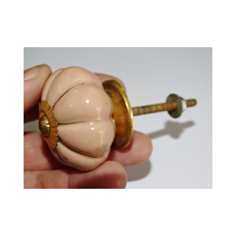 Boutons citrouille beige rosé traits dorés