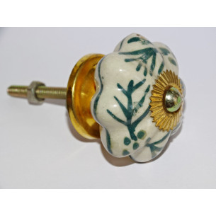 Porcelain handle pumpkin green ferns