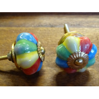 Poignée en porcelaine citrouille multicolor pastel