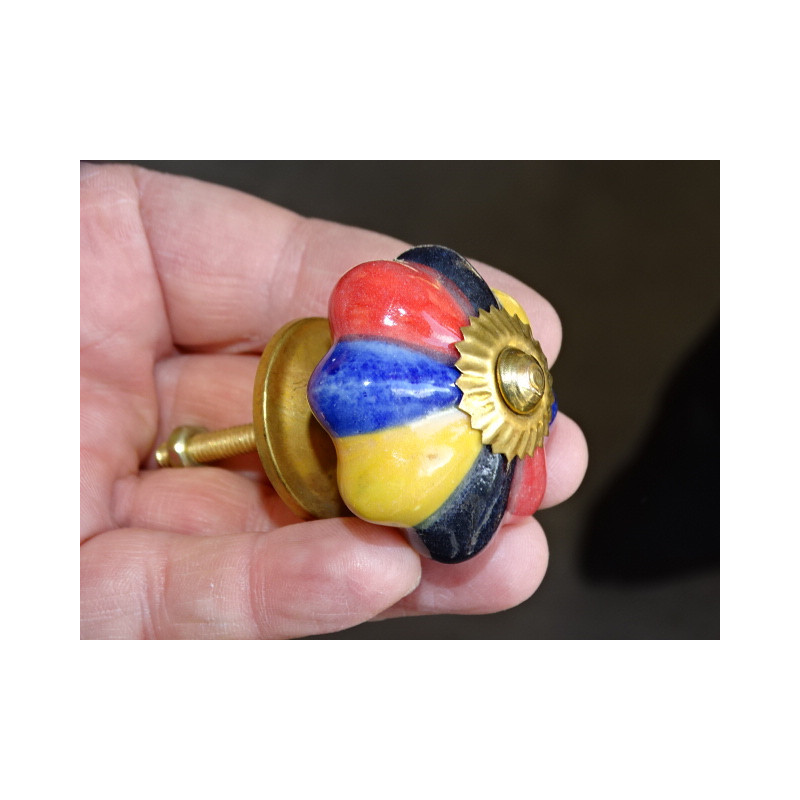 Dark multicolored pumpkin porcelain handle