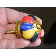 Poignée en porcelaine citrouille multicolore foncée