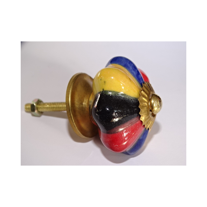 Dark multicolored pumpkin porcelain handle
