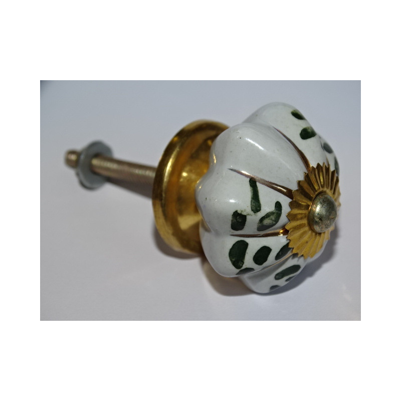 Boutons citrouille 40 mm vintage vert avec traits dorés