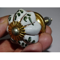 Green Vintage Pumpkin Buttons 35 mm with Gold Lines
