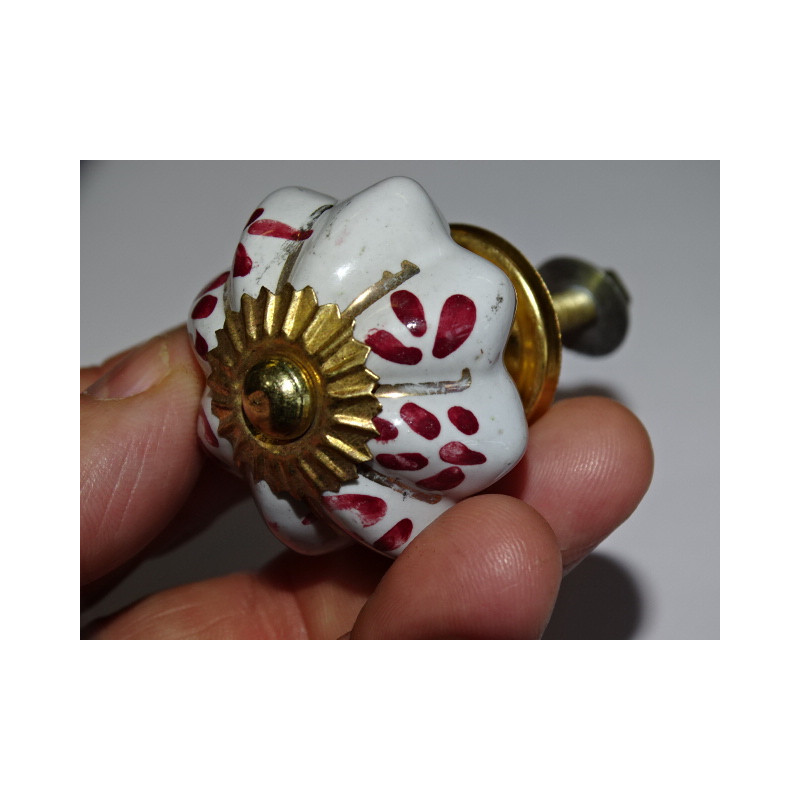Red vintage pumpkin buttons 35 mm with golden strokes
