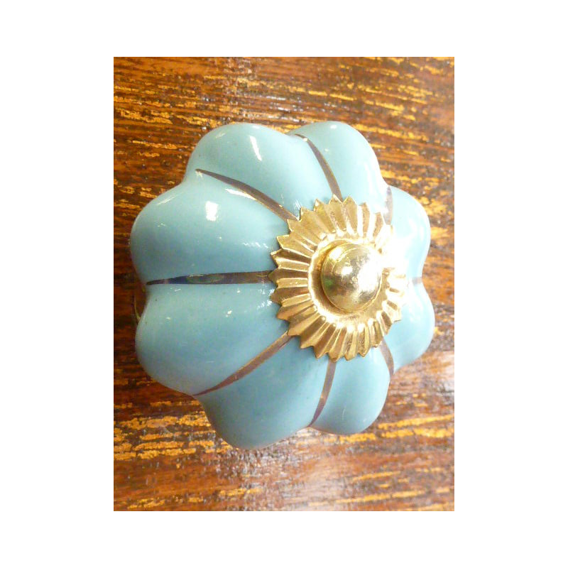 Porcelain knobs blue sky filet gold