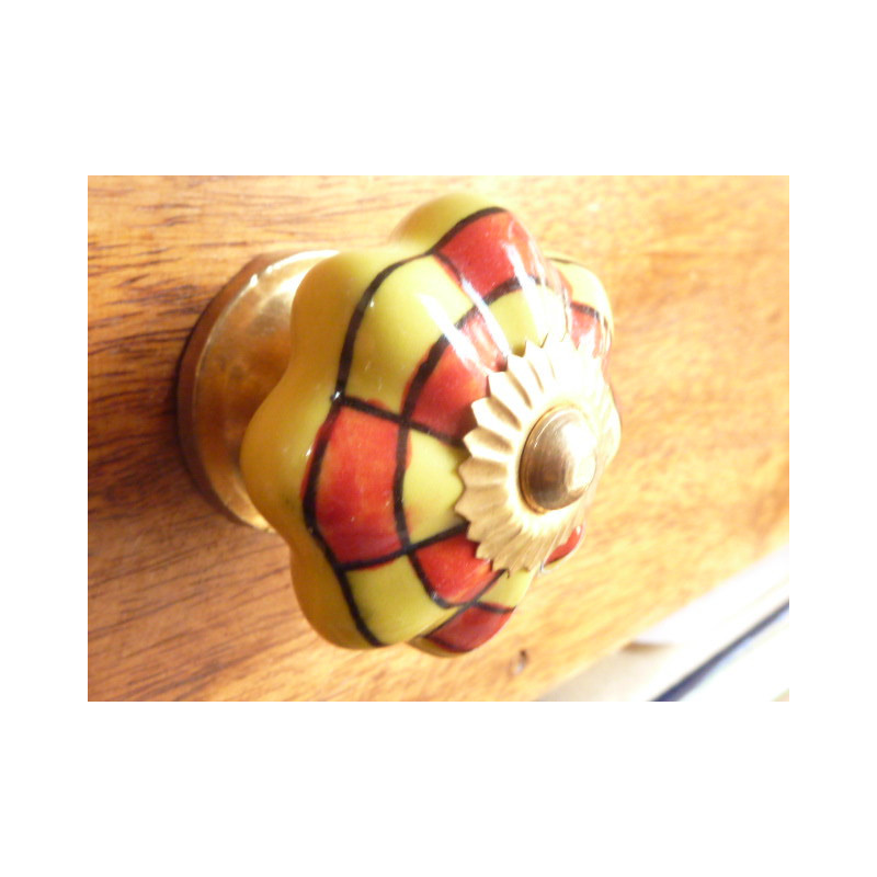 pumpkin knobs yellow damier red