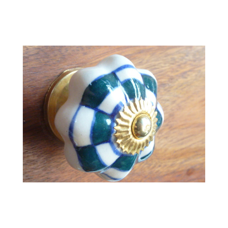 Maniglie porcelaine damier vert