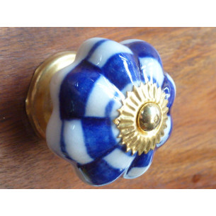 Maniglie porcelaine damier blu