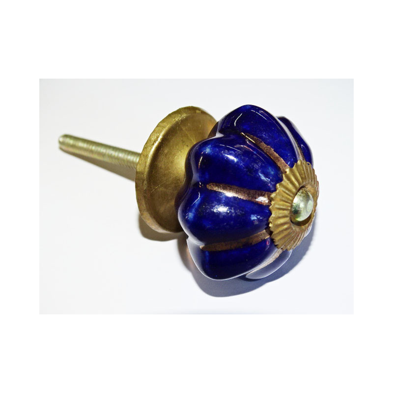 Boutons unis outremer trait doré