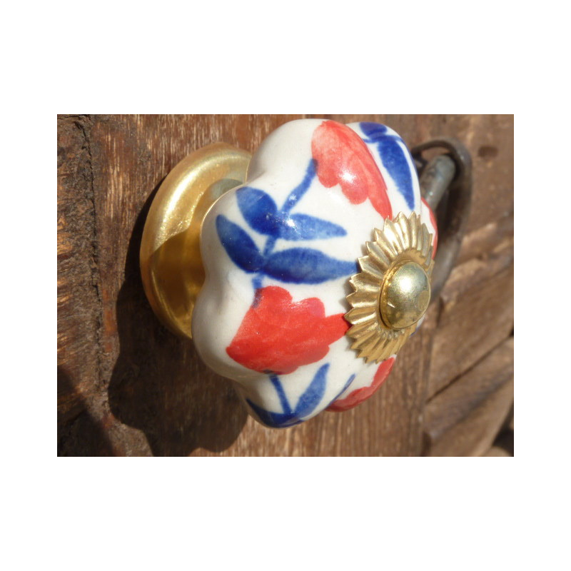 Boutons citrouille florale rouge et bleu