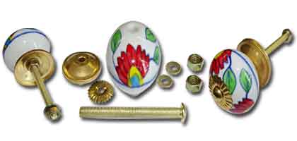 Boutons et poignées de porte et tiroir en porcelaine, poignées en céramique.