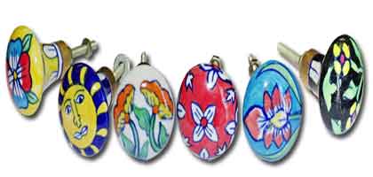 Boutons et poignées de porte et tiroir en porcelaine, poignées en céramique.